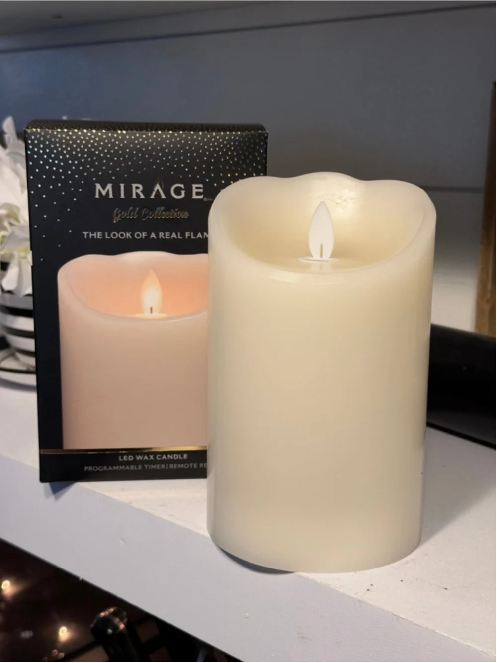 New Mirage Flameless Unscented Flickering Pillar Candle